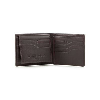 Brown leather wallet with pass case in a gift box